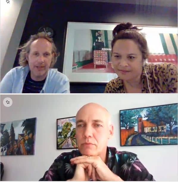 Zoom gesprek tussen drie personen